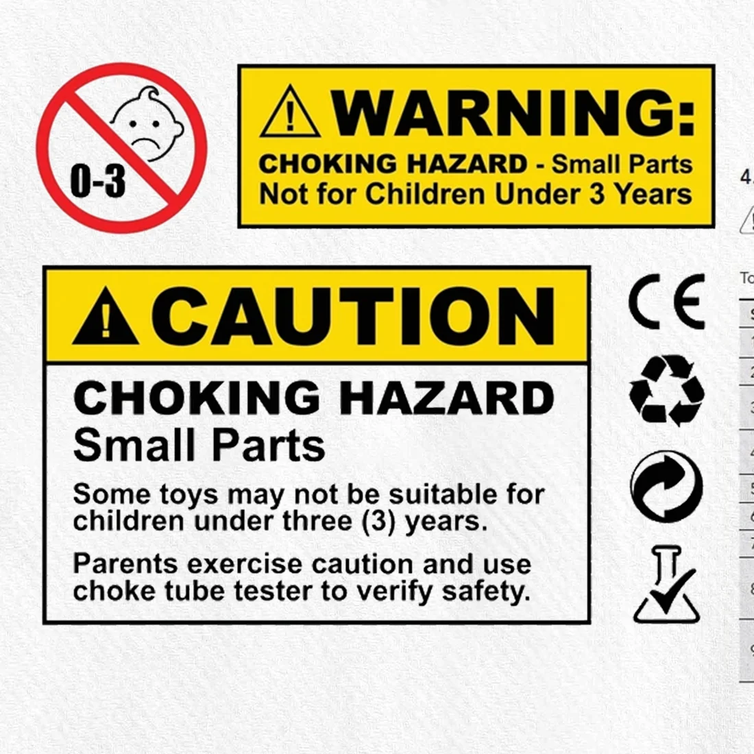 Visual for this record: An EU directive sets one exact graphic for a toy's age warning