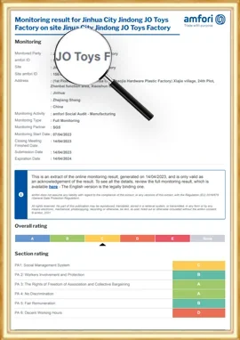 Visual for this record: A toy factory audit program certifies labor, not the toy itself